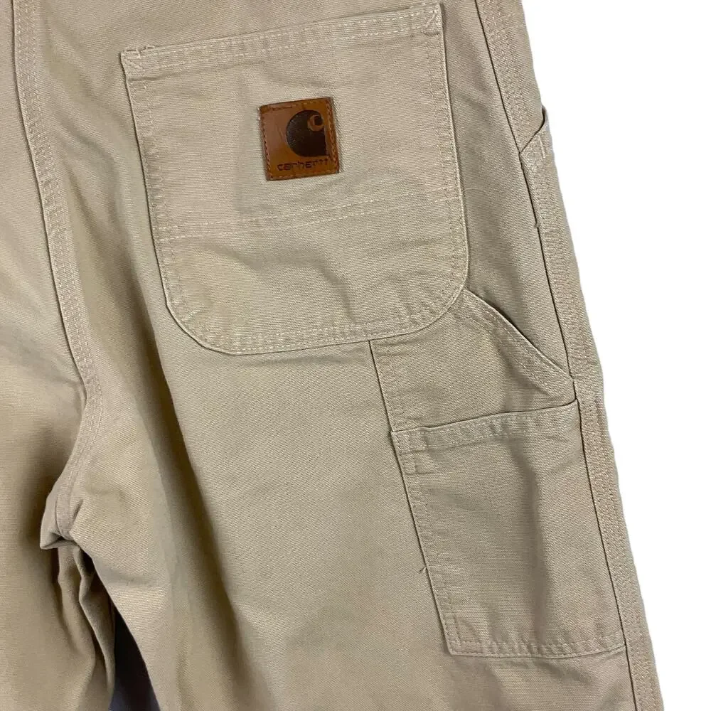 Carhartt B11 Washed Duck Work Pants Cargo Dark Khaki Tan Wet Pants size 36 x 30